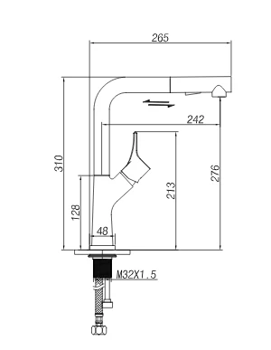 ברז מטבח נשלף 2 מצבי זרימה