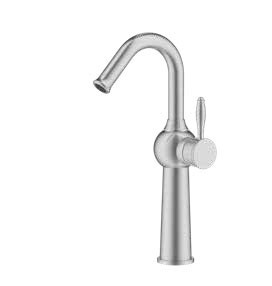 ברז אמבטיה גבוה לכיור מונח פיה מסתובבת 6121 ניקל מבריק