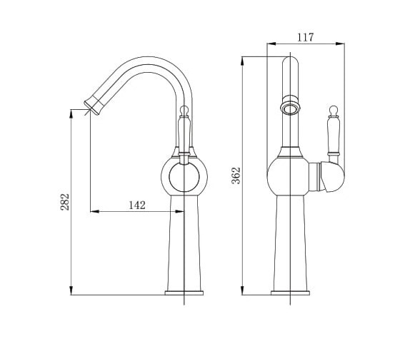 ברז אמבטיה גבוה לכיור מונח פיה מסתובבת 6421 ניקל מבריק