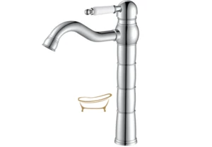 ברז אמבטיה גבוה לכיור מונח פיה קבועה 1432 ניקל מוברש