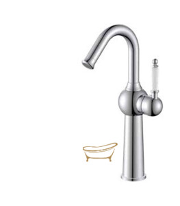 ברז אמבטיה גבוה לכיור מונח פיה מסתובבת 6421 ניקל מבריק