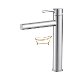 ברז אמבטיה גבוה לכיור מונח בעל פיה קבועה 4006 ניקל מבריק